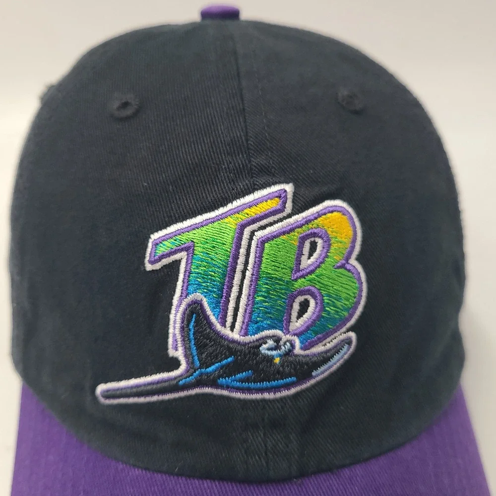 Tampa Bay Devil Rays Hat Strapback 47 Brand Clean Up Black Purple Cooperstown